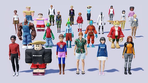 Image of roblox characters wearing rthro