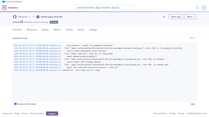 roblox-auto-rank-bot · Logs _ Heroku - Mozilla Firefox 01_06_2022 19_21_08