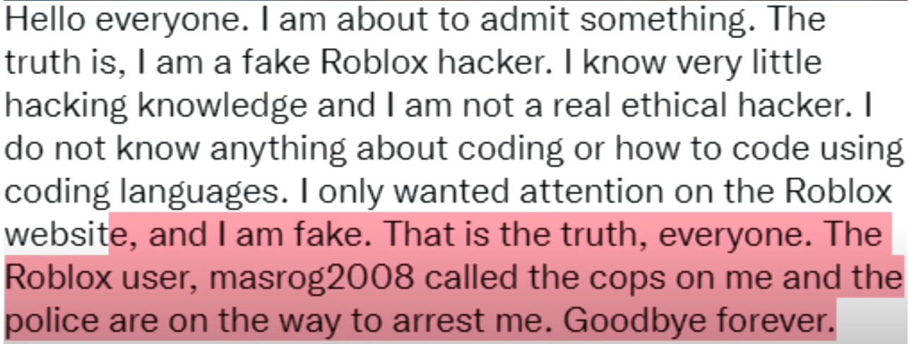 Hello I am a Hacker - Roblox