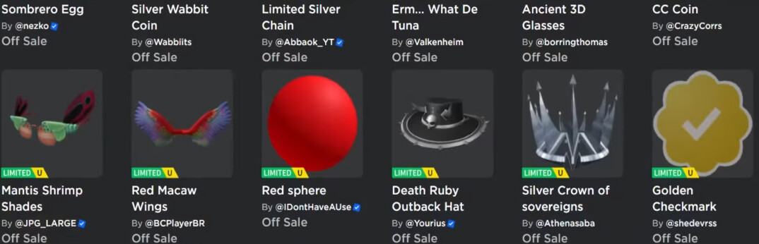 Limited-Items - Roblox