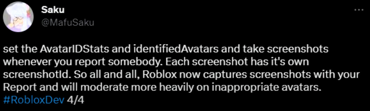 Roblox Moderation incorrectly refers to the Roblox Terms of Use