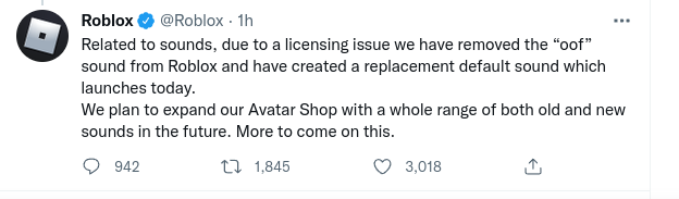 Roblox Oof Sound Being Removed Today Due to Licensing Dispute